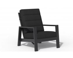 Fotel wypoczynkowy z pochylanym oparciem aluminiowy QUEENS czarne poduszki