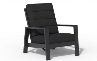 Fotel wypoczynkowy z pochylanym oparciem aluminiowy QUEENS czarne poduszki