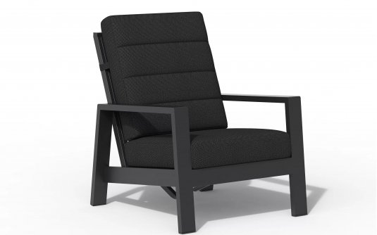 Fotel wypoczynkowy z pochylanym oparciem aluminiowy QUEENS czarne poduszki Fotel wypoczynkowy z pochylanym oparciem aluminiowy QUEENS czarne poduszki