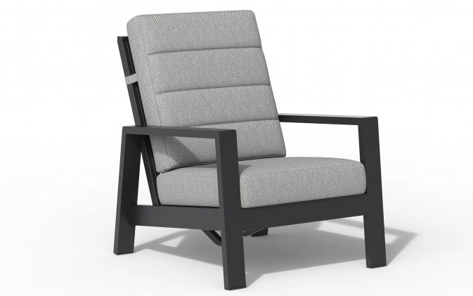 Fotel wypoczynkowy z pochylanym oparciem aluminiowy QUEENS szare poduszki