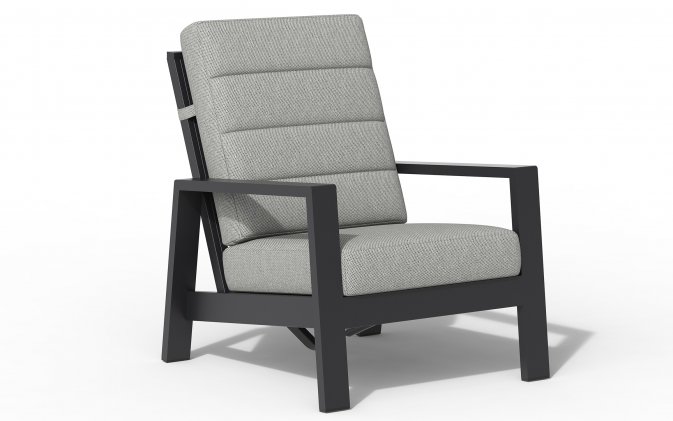 Fotel wypoczynkowy z pochylanym oparciem aluminiowy QUEENS szare poduszki