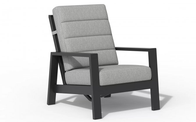 Fotel wypoczynkowy z pochylanym oparciem aluminiowy QUEENS szare poduszki