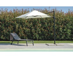 Sześciokątny parasol z noga boczną TONDO Ø 270 cm kremowe poszycie