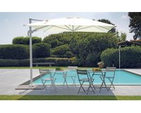 Biały parasol ogrodowy noga boczna CALIFORNIA pochylany w 2 osiach 