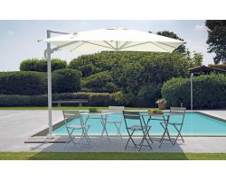 Biały parasol ogrodowy noga boczna CALIFORNIA pochylany w 2 osiach 