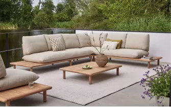 SLING Luksusowy narożnik ogrodowy z teaku z poduszkami All Weather