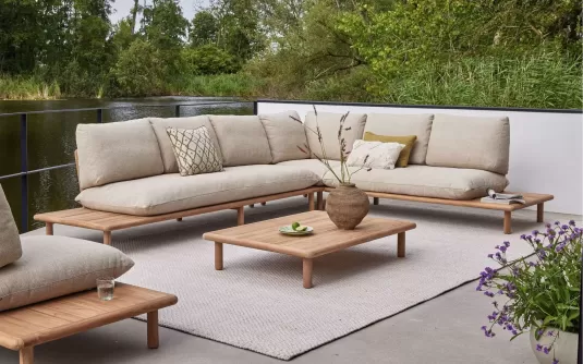 SLING Luksusowy narożnik ogrodowy z teaku z poduszkami All Weather