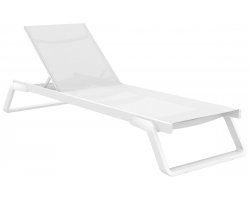 Leżak ogrodowy biały TROPIC z regulowanym oparciem