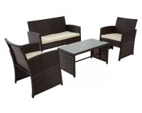 Zestaw ogrodowy balkonowy kawowy z technorattanu brązowego toruba