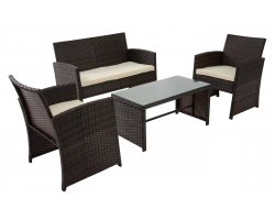 Zestaw ogrodowy balkonowy kawowy z technorattanu brązowego toruba