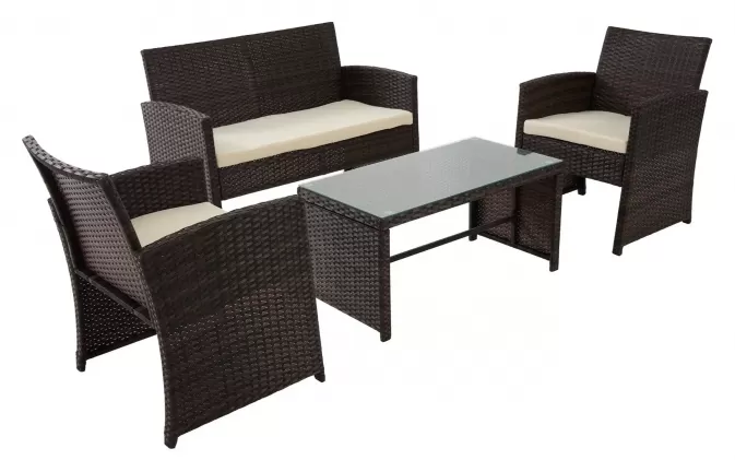 Zestaw ogrodowy balkonowy kawowy z technorattanu brązowego toruba