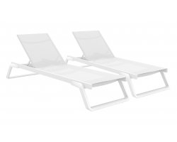 2x Leżak ogrodowy biały TROPIC z regulowanym oparciem