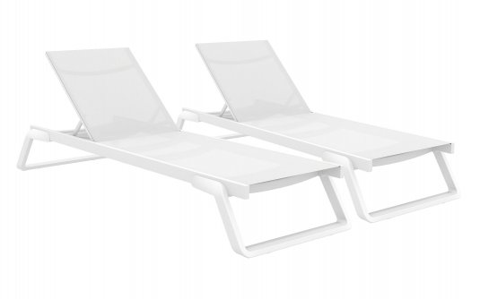 2x Leżak ogrodowy biały TROPIC z regulowanym oparciem