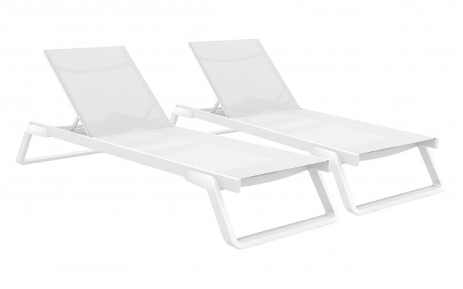 2x Leżak ogrodowy biały TROPIC z regulowanym oparciem