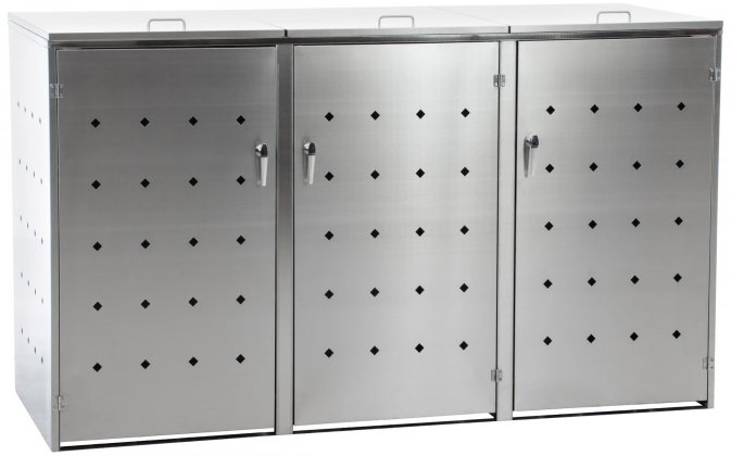 Osłona metalowa na 3 pojemniki na śmieci NELLI stal nierdzewna