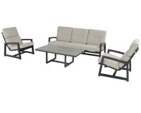 Zestaw ogrodowy Hartman GO – grafitowe aluminium sofa 3-osobowa + 2 fotele - tkanina olefin