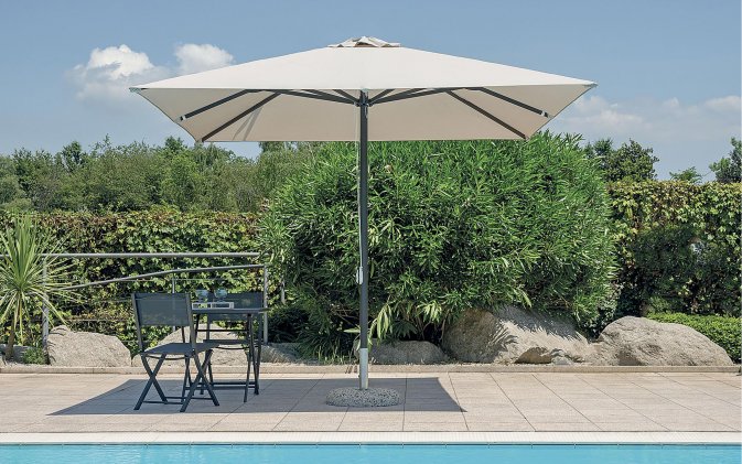 Parasol ogrodowy BORA aluminium noga antracyt 3×3 m akryl lub Olefin profile aluminiowe