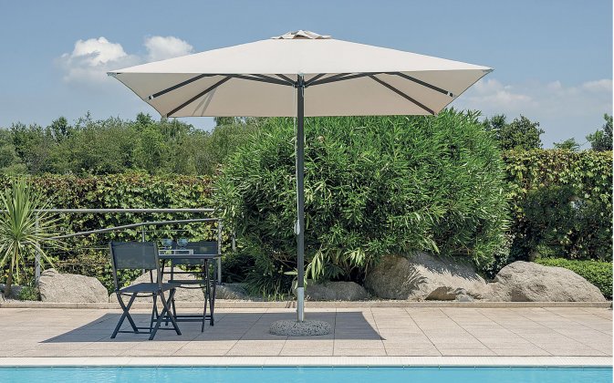 Parasol ogrodowy BORA aluminium noga antracyt 3×3 m akryl lub Olefin profile aluminiowe