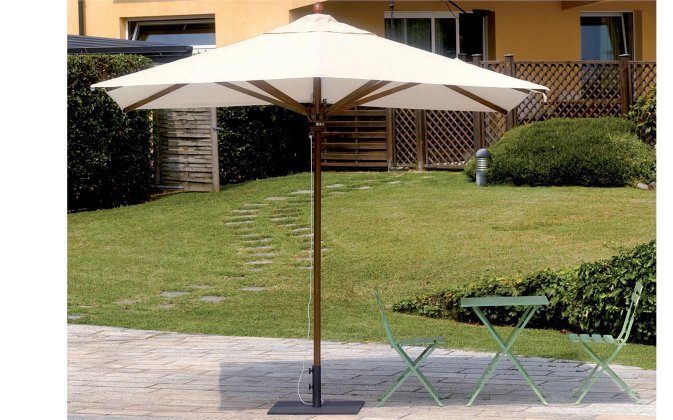 Parasol ogrodowy TORINO drewno 3x3 m akryl Olefin profile drewniane
