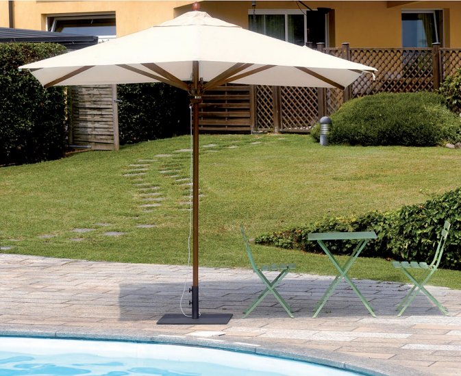 Parasol ogrodowy TORINO drewno 3x3 m akryl Olefin profile drewniane