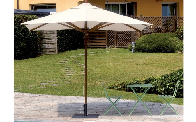 Parasol ogrodowy TORINO drewno 3x3 m akryl Olefin profile drewniane