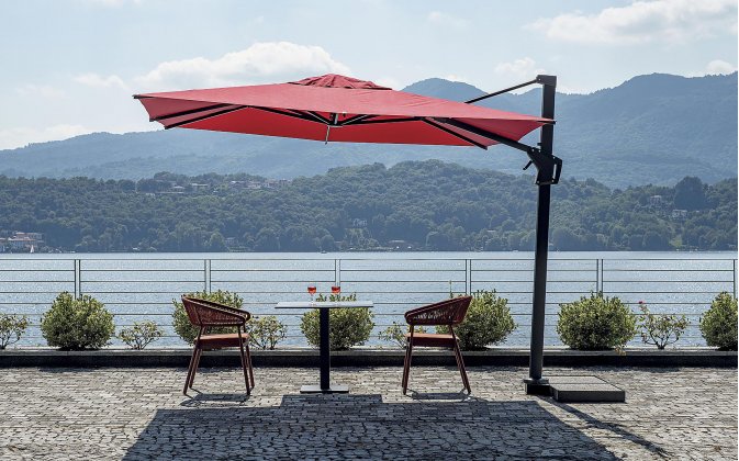 Parasol z nogą boczną FIRENZE 3x3 m aluminium antracyt akryl Olefin