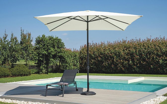 Parasol ogrodowy BLOOM 3x2 m aluminium poliester ecru noga centralna antracytowa lub biała