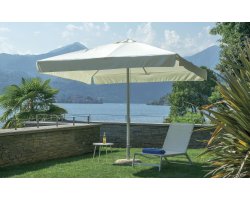 Parasol ogrodowy 3x3 m aluminium falbana poliester ecru noga centralna biała