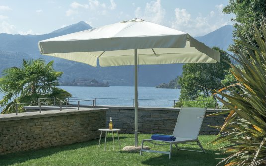 Parasol ogrodowy 3x3 m aluminium falbana poliester ecru noga centralna biała