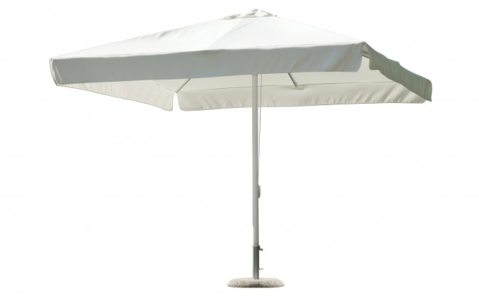 Parasol ogrodowy 3x3 m aluminium falbana poliester ecru noga centralna biała
