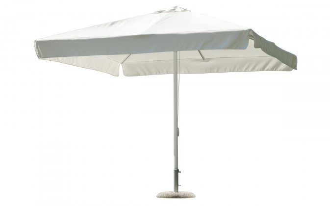 Parasol ogrodowy 3x3 m aluminium falbana poliester ecru noga centralna biała