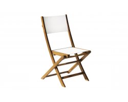 Krzesło ogrodowe VENTURINA składane akacja i textilene bez podłokietników