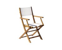 2x Fotel ogrodowy VENTURINA składany akacja i textilene bez podłokietników