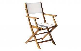 2x Fotel ogrodowy VENTURINA składany akacja i textilene bez podłokietników