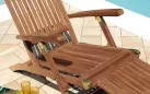 Fotel ogrodowy STEAMER 163×58 teak regulowany z poduszką ecru na taras