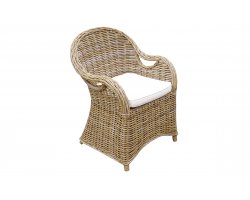 Fotel ogrodowy rattanowy SEMARANG 62×65 z włókna grey kubu z poduszką na taras