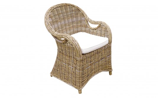 Fotel ogrodowy rattanowy SEMARANG 62×65 z włókna grey kubu z poduszką na taras