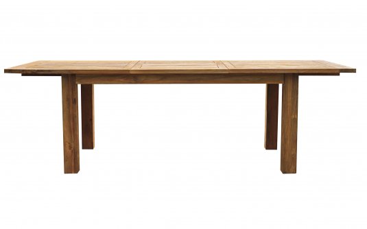 Stół ogrodowy SUMATRA 180/250×100 z drewna tekowego z recyklingu rozkładany