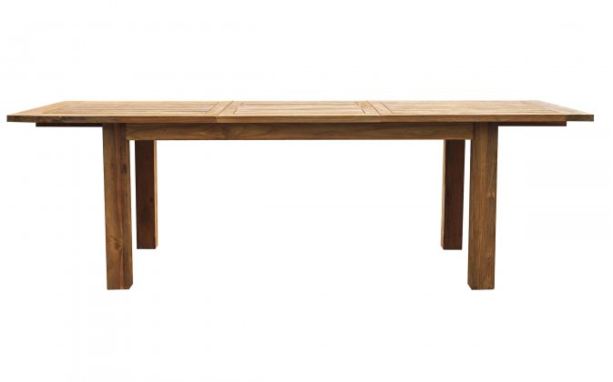 Stół ogrodowy SUMATRA 180/250×100 z drewna tekowego z recyklingu rozkładany