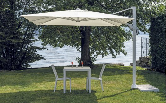 TENNESSEE 3×3 m parasol ogrodowy z BIAŁA nogą boczną i boczną podstawą / poszycie ecru TENNESSEE 3×3 m parasol ogrodowy z BIAŁA nogą boczną i boczną podstawą / poszycie ecru