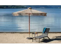 MACRAMÉ Ø250 parasol ogrodowy z drewna z frędzlą dekoracyjną