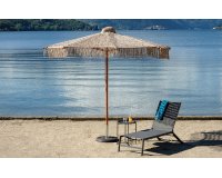 MACRAMÉ Ø250 parasol ogrodowy z drewna z frędzlą dekoracyjną