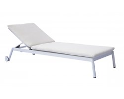 PORTO – leżak aluminiowy z poduszką hydrofobową, biały lub antracytowy z kółkami