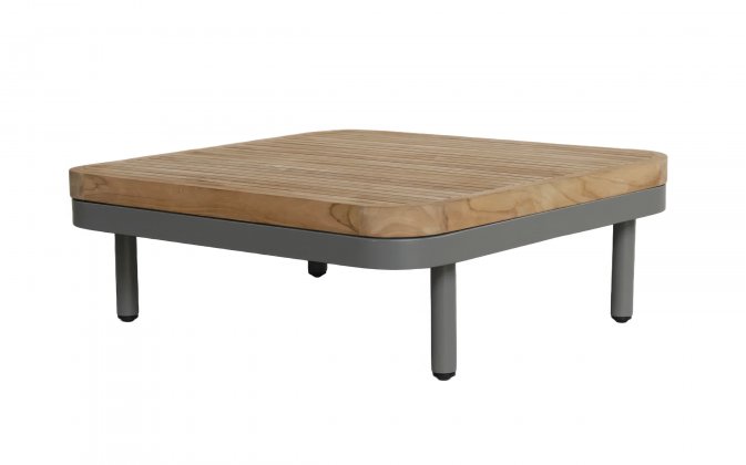 MAUI stolik kawowy ogrodowy 40×85 taupe z teakowym blatem