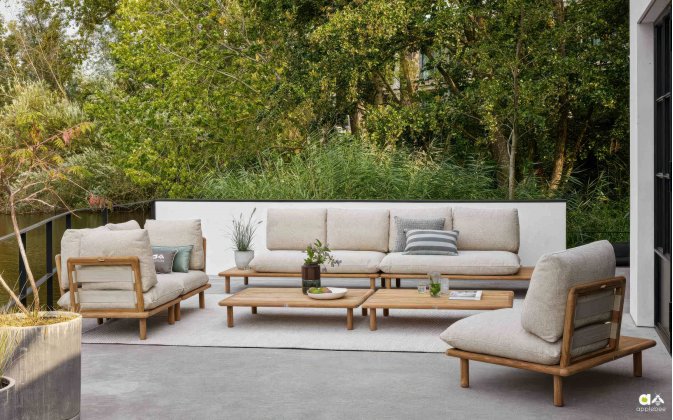 SLING Sofa ogrodowa modułowa teakowa 2‑lub 3‑osobowa z poduszkami All Weather