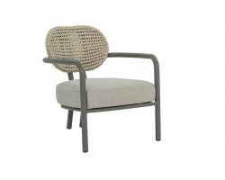 LUGANO LOUNGECHAIR – fotel ogrodowy AppleBee z aluminium i rope taupe z poduszką All Weather