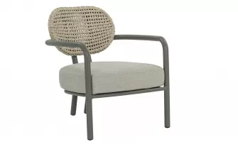 LUGANO LOUNGECHAIR – fotel ogrodowy AppleBee z aluminium i rope taupe z poduszką All Weather