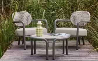 LUGANO Zestaw balkonowy AppleBee z aluminium i rope taupe z poduszkami All Weather