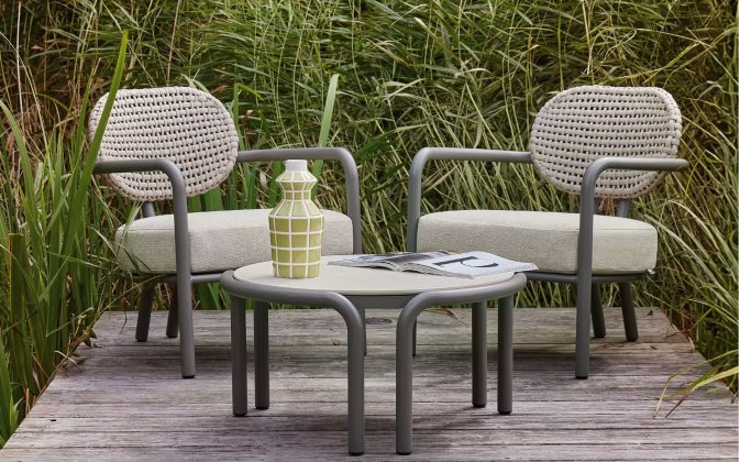 LUGANO Zestaw balkonowy AppleBee z aluminium i rope taupe z poduszkami All Weather