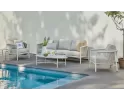 BORA BORA Zestaw ogrodowy wypoczynkowy z sofą 3‑osobową, fotelami i stolikami z aluminium jasnobeżowy